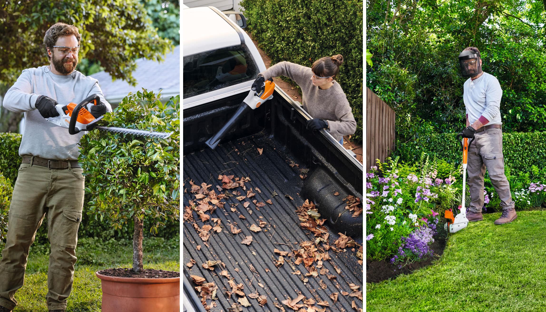 STIHL AS-System -sähkötyökalut: Akkukäyttöiset GTA 26 -puutarhasakset, akkukäyttöiset HSA 26 -sakset ja akkukäyttöinen SEA 20 -rikkaimuri