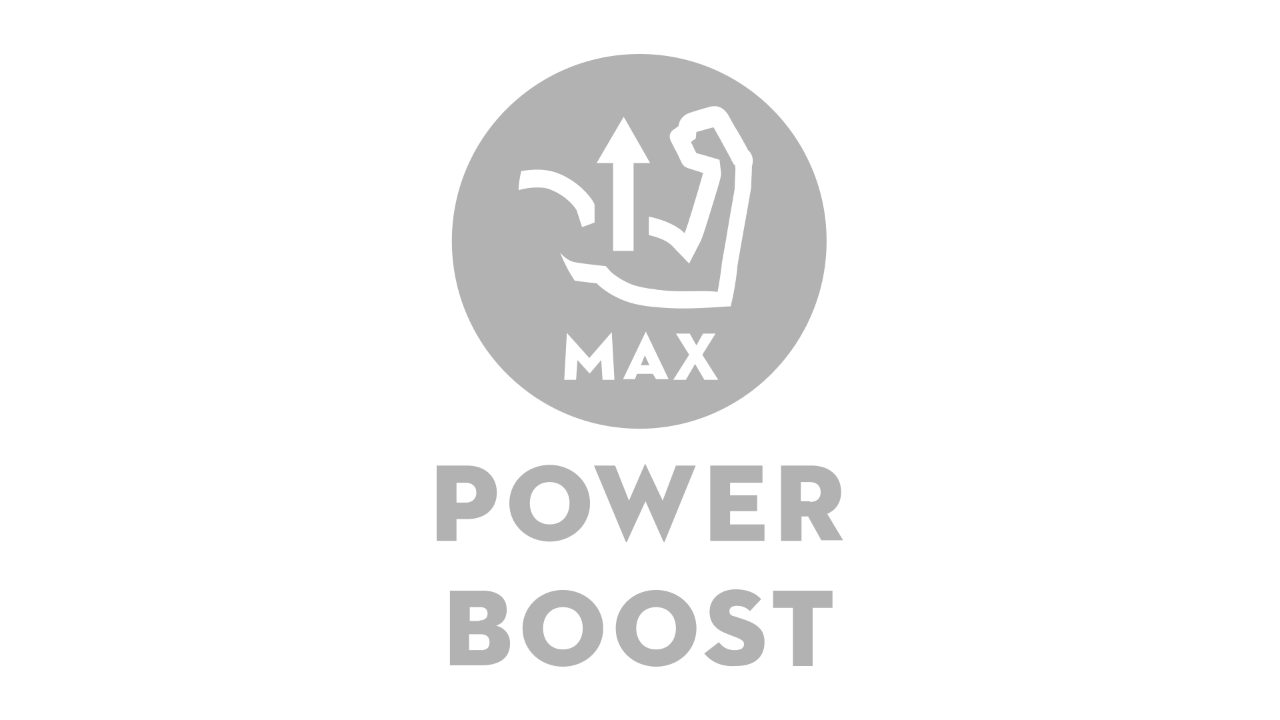 Kuvake, jossa ylävarsi kulmassa ja ylöspäin osoittava nuoli, teksti ”Max” ja ”Power Boost” 