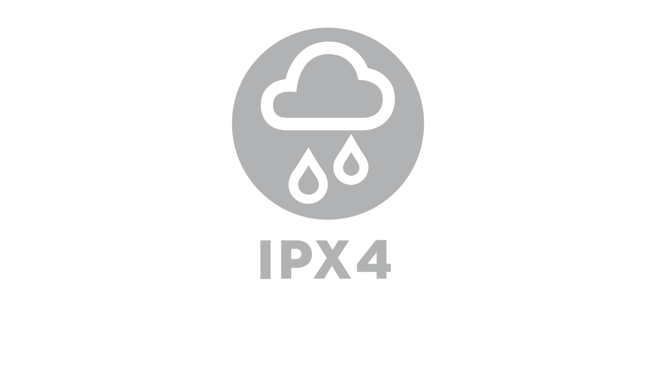 Kuvake, jossa sadepilvi, teksti ”IPX4”